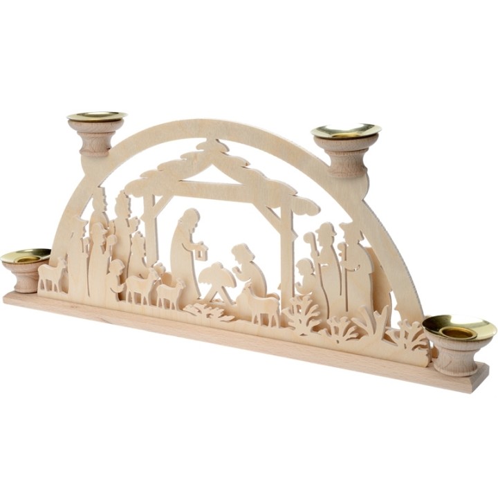 Bougeoir de Noël en bois, avec 4 bougies, 32 cm
