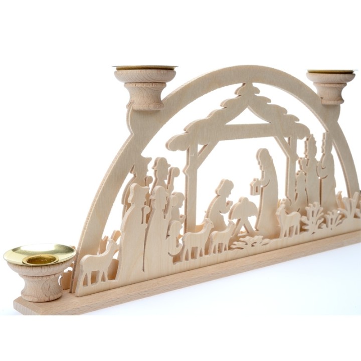 Bougeoir de Noël en bois, avec 4 bougies, 32 cm