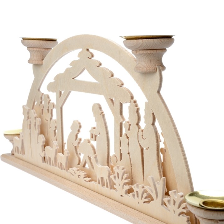 Bougeoir de Noël en bois, avec 4 bougies, 32 cm