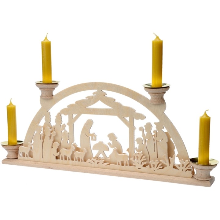 Bougeoir de Noël en bois, avec 4 bougies, 32 cm