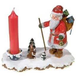 Bougeoir en bois peint Père Noël