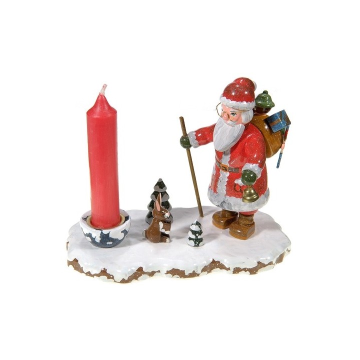 Bougeoir en bois peint Père Noël