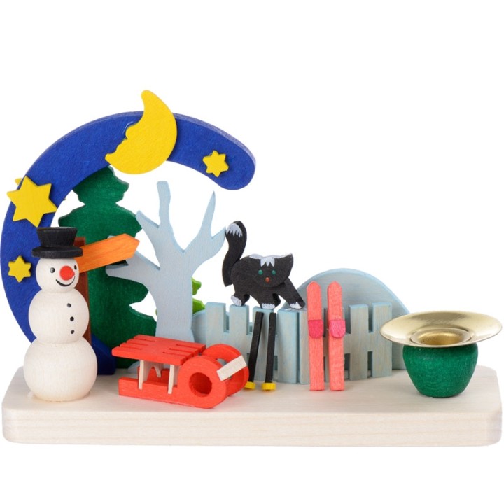 Petit bougeoir de Noel, bonhomme de neige
