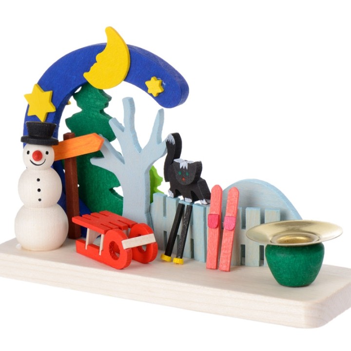 Petit bougeoir de Noel, bonhomme de neige