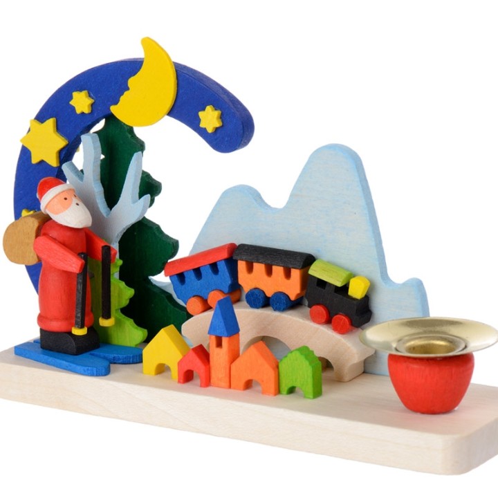 Petit bougeoir de Noêl, père Noel avec petit train