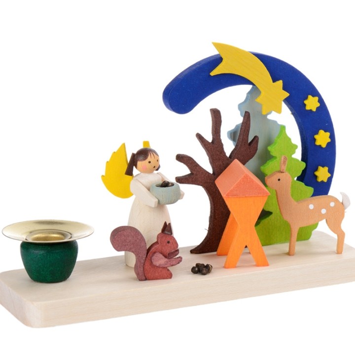 Petit bougeoir de Noel, ange et faon