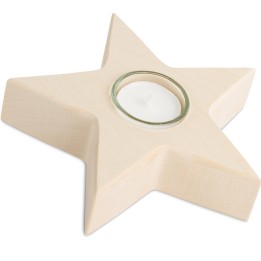 Etoile en bois bougeoir, 15 cm