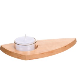 Bougeoir photophore en bois avec coupelle verre