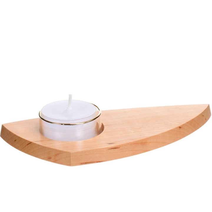 Bougeoir photophore en bois avec coupelle verre