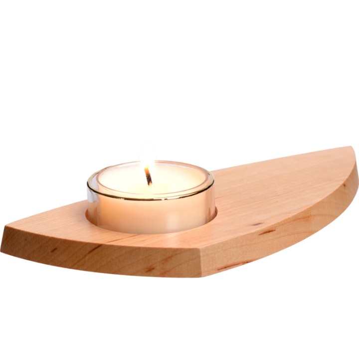 Bougeoir photophore en bois avec coupelle verre