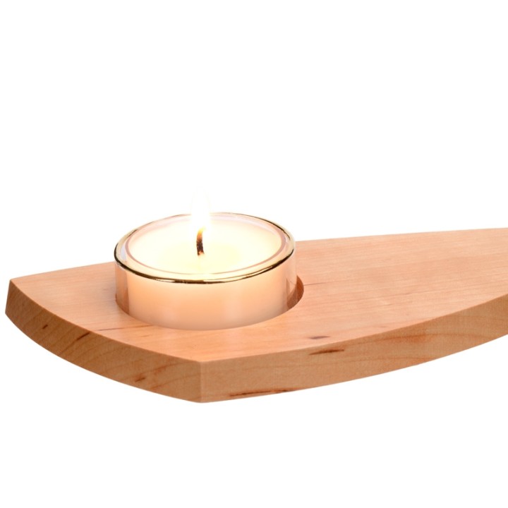 Bougeoir photophore en bois avec coupelle verre