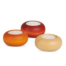 Petit bougeoir en bois couleur lasuré, 7 cm 