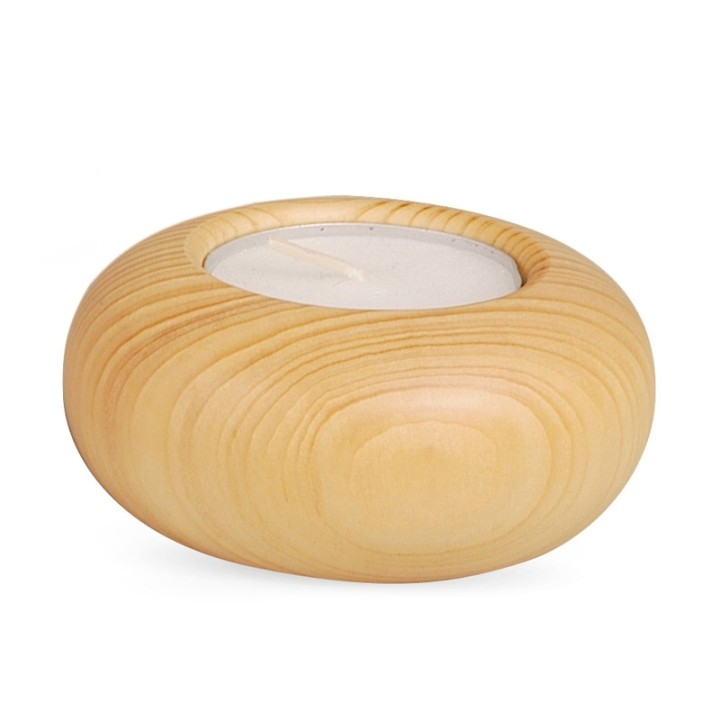 Petit bougeoir en bois couleur lasuré, 7 cm 