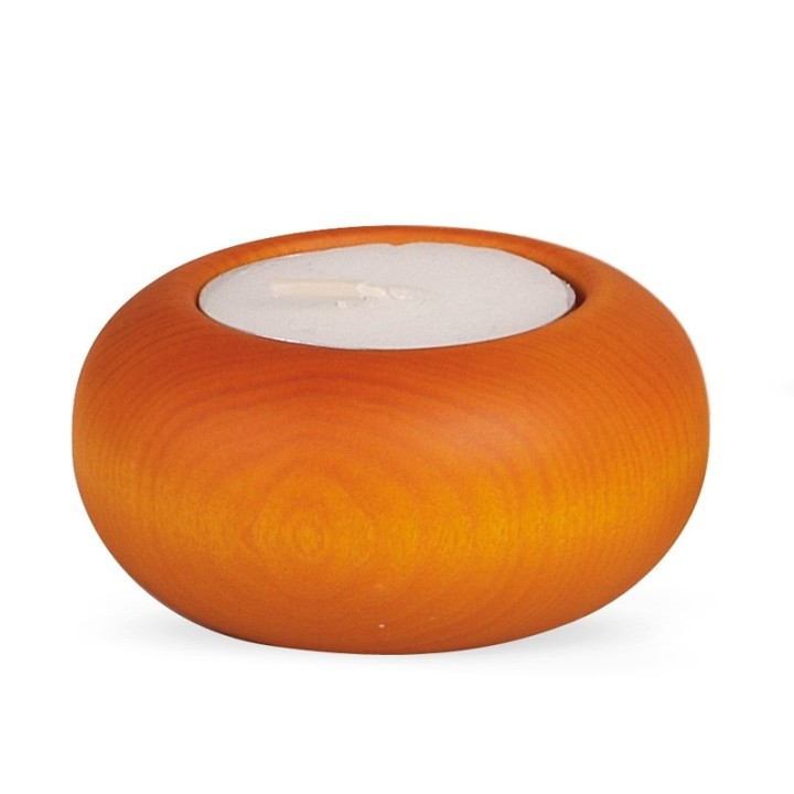 Petit bougeoir en bois couleur lasuré, 7 cm 