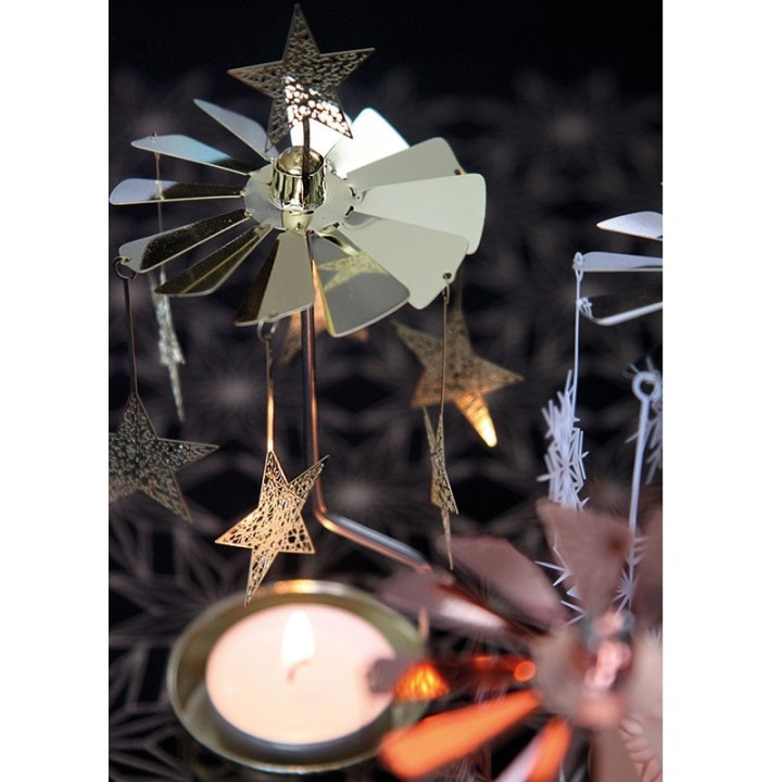 photophore tournant avec étoiles dorées