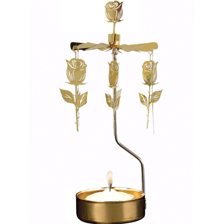 Bougeoir carrousel rose dorée