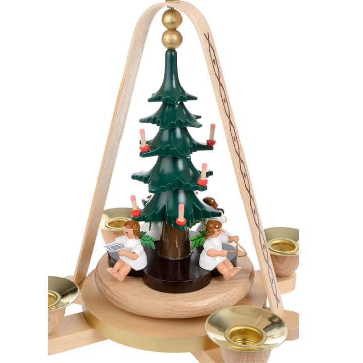 Manège de Noël, anges musiciens autour du sapin