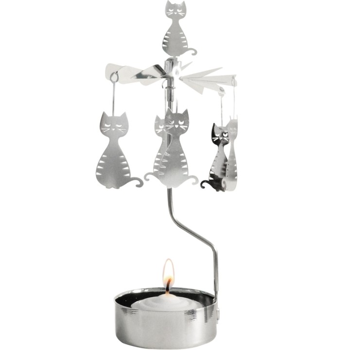 Bougeoir carrousel chatons assis