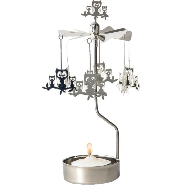 Bougeoir carrousel hibou sur une branche