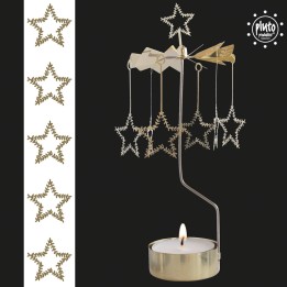 Grand carrousel de Noël étoiles givrées dorées