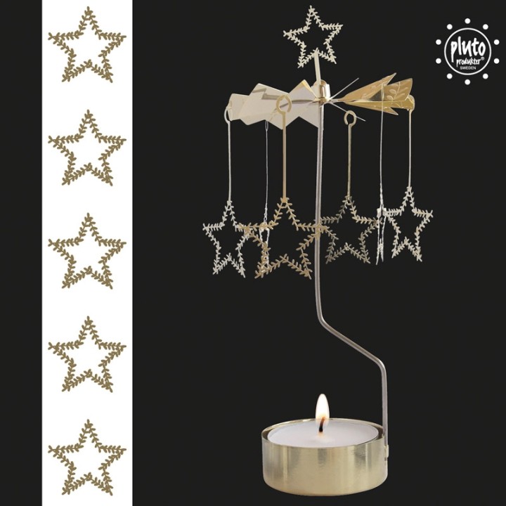 Grand carrousel de Noël étoiles givrées dorées