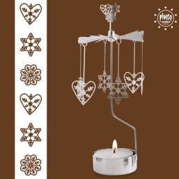 Grand carrousel de noel coeurs et étoiles givrés