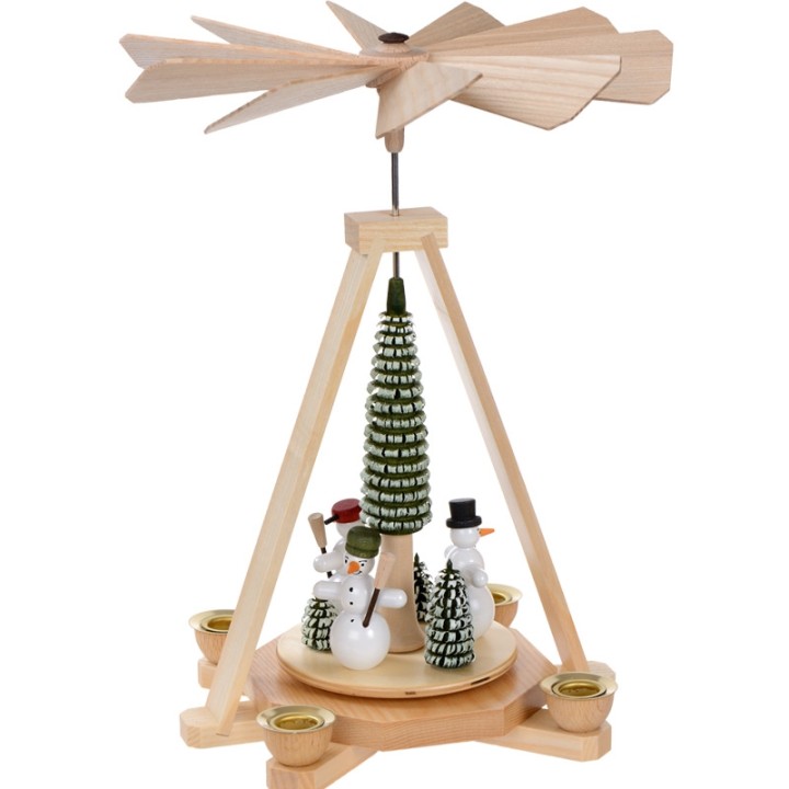Manège de Noël en bois bonhommes de neige
