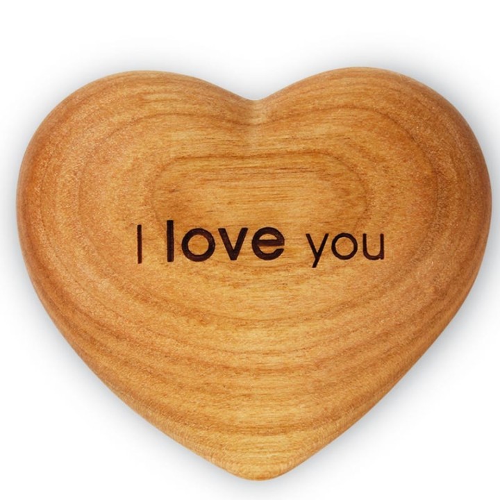 Coeur en bois, I Love You, 6 cm
