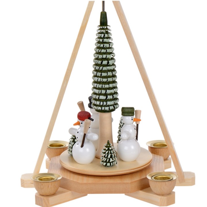 Manège de Noël en bois bonhommes de neige