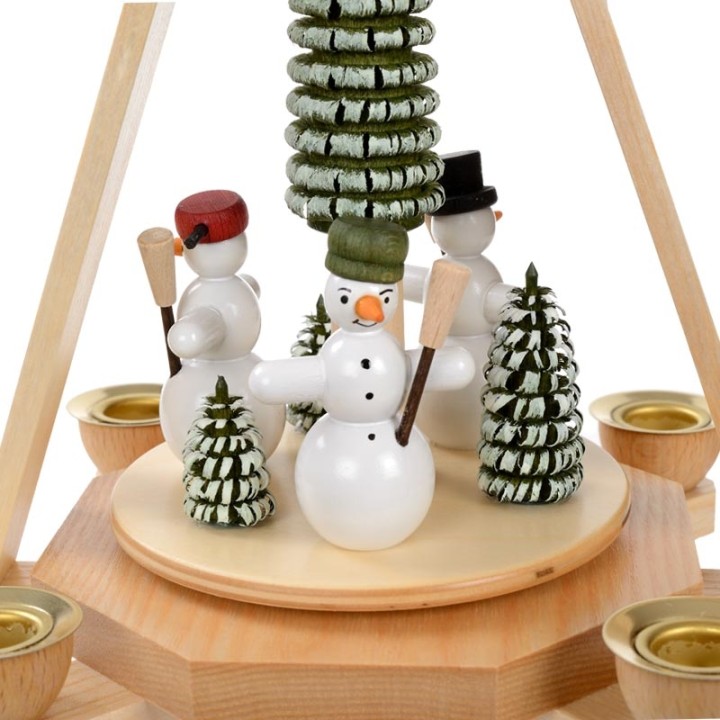Manège de Noël en bois bonhommes de neige