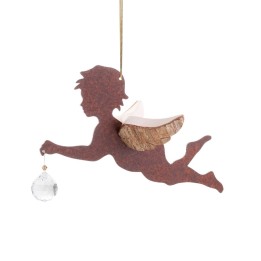 Ange à suspendre en métal et bois avec cristal Swarovski, n°1