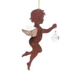 Ange à suspendre en métal et bois avec cristal Swarovski, n°2