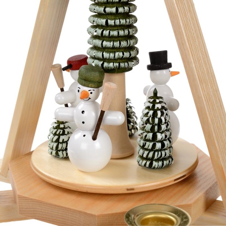 Manège de Noël en bois bonhommes de neige