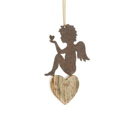 Petit ange en métal à suspendre et coeur dans la main