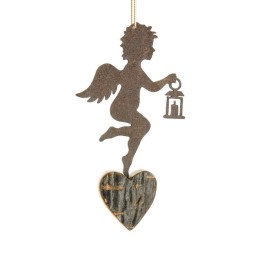 Petit ange en métal à suspendre et lanterne dans la main