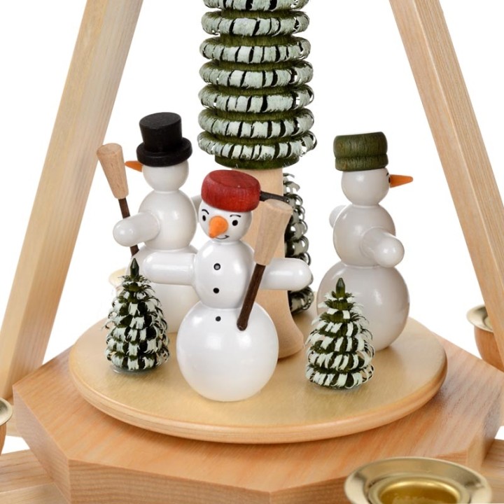 Manège de Noël en bois bonhommes de neige