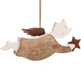 Ange en bois volant avec un coeur dans la main, modèle "garçon"