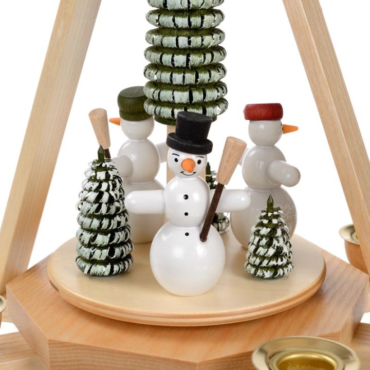 Manège de Noël en bois bonhommes de neige