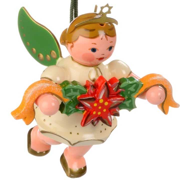 Noël d'antan, ange pour sapin et couronne de fleurs