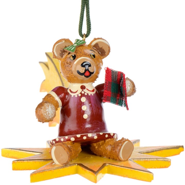 Décoration Noël Vintage pour sapin, ourson sur une étoile