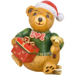 Déco sapin vintage, ourson et paquet cadeau
