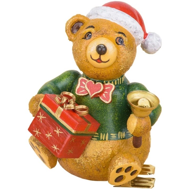 Déco sapin vintage, ourson et paquet cadeau