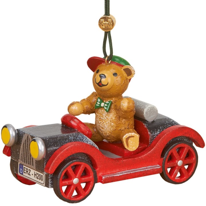 Déco sapin vintage, ourson et auto