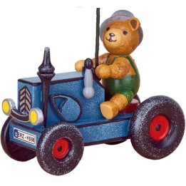 Déco sapin vintage, ourson et tracteur