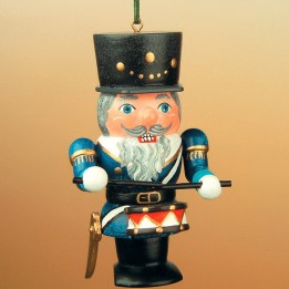Figurine casse-noisette en bois tambour. Décoration sapin de Noël allemande
