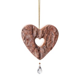 Coeur en bois à suspendre avec cristal Swarovski