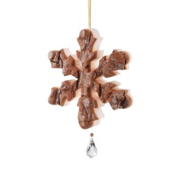 Flocon de neige en bois à suspendre avec cristal Swarovski