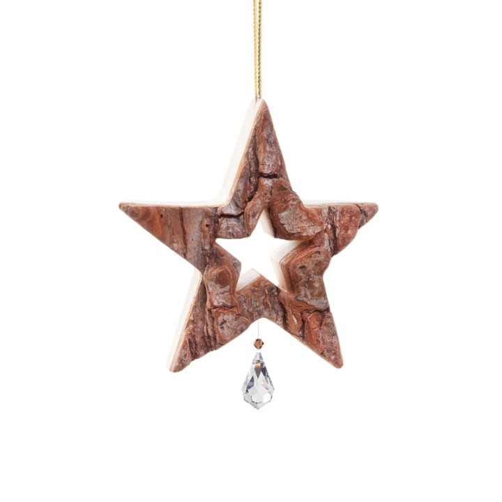 Etoile en bois avec cristal Swarovski