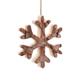 Flocon de neige en bois à suspendre, 7 cm