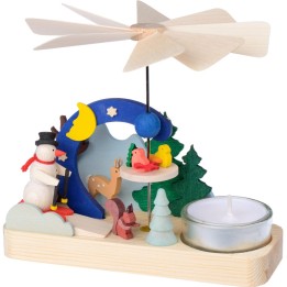Petit carrousel en bois bonhomme de neige
